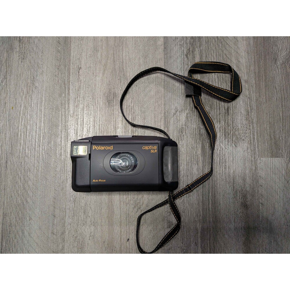 Polaroid Captiva SLR Auto Focus Instant Film Camera Black Vintage w/ Strap